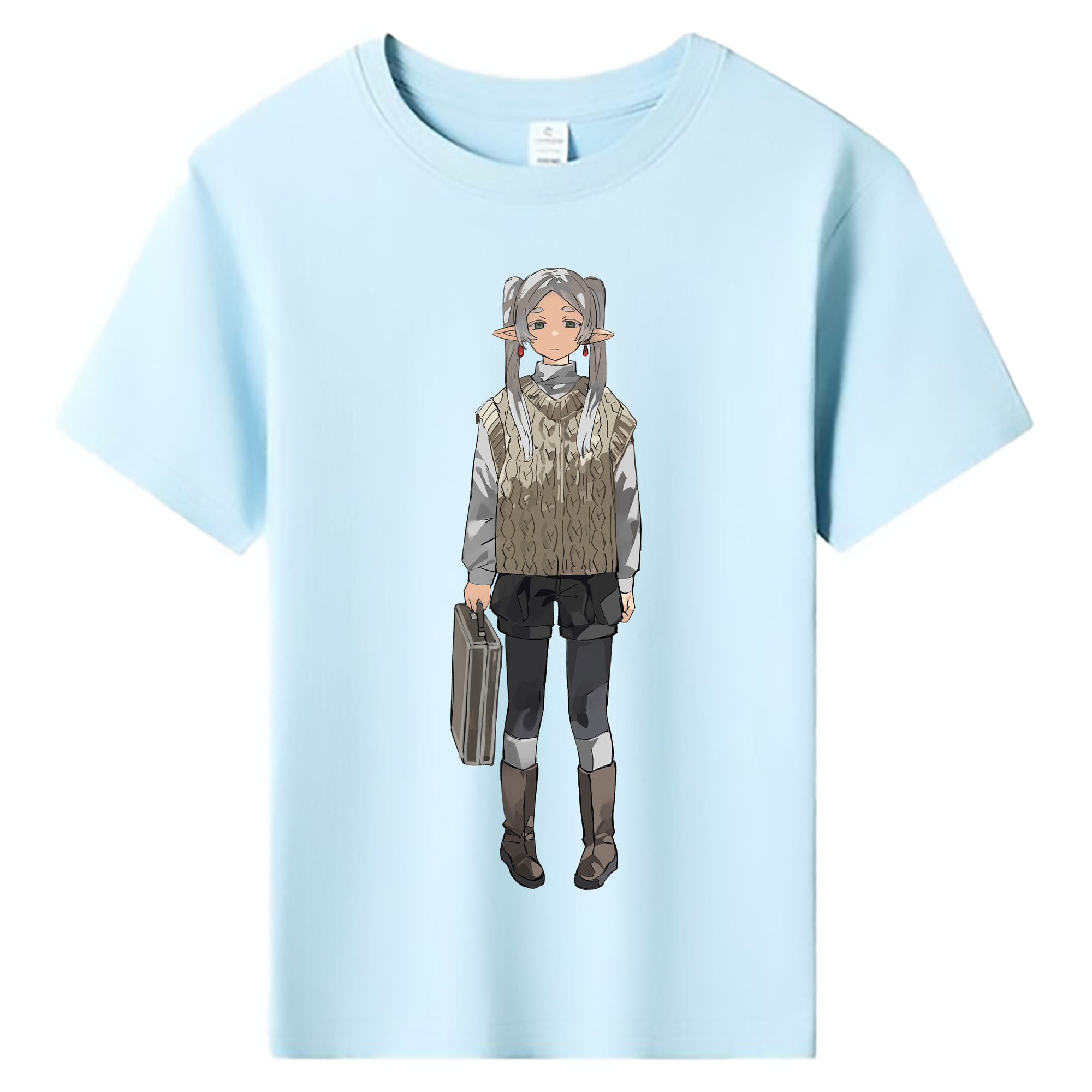 （画像用） 葬送のフリーレン Frieren 綿100％キッズTシャツ（フロントプリント）